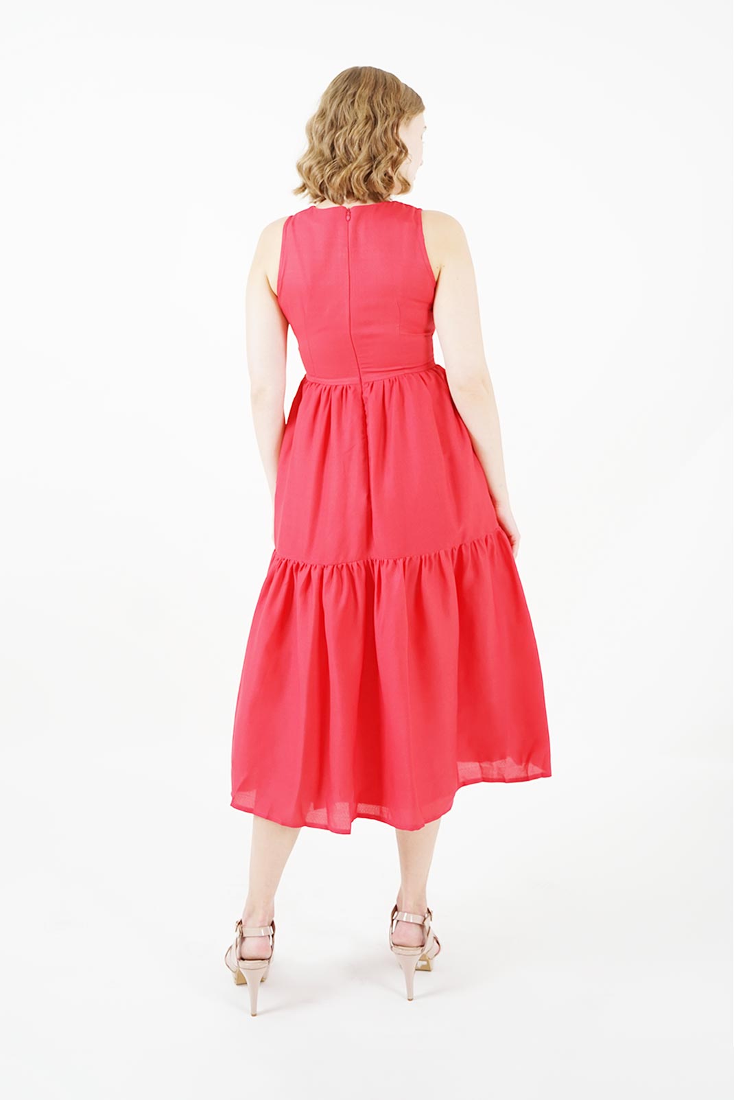 Red Tiered Midi Dress