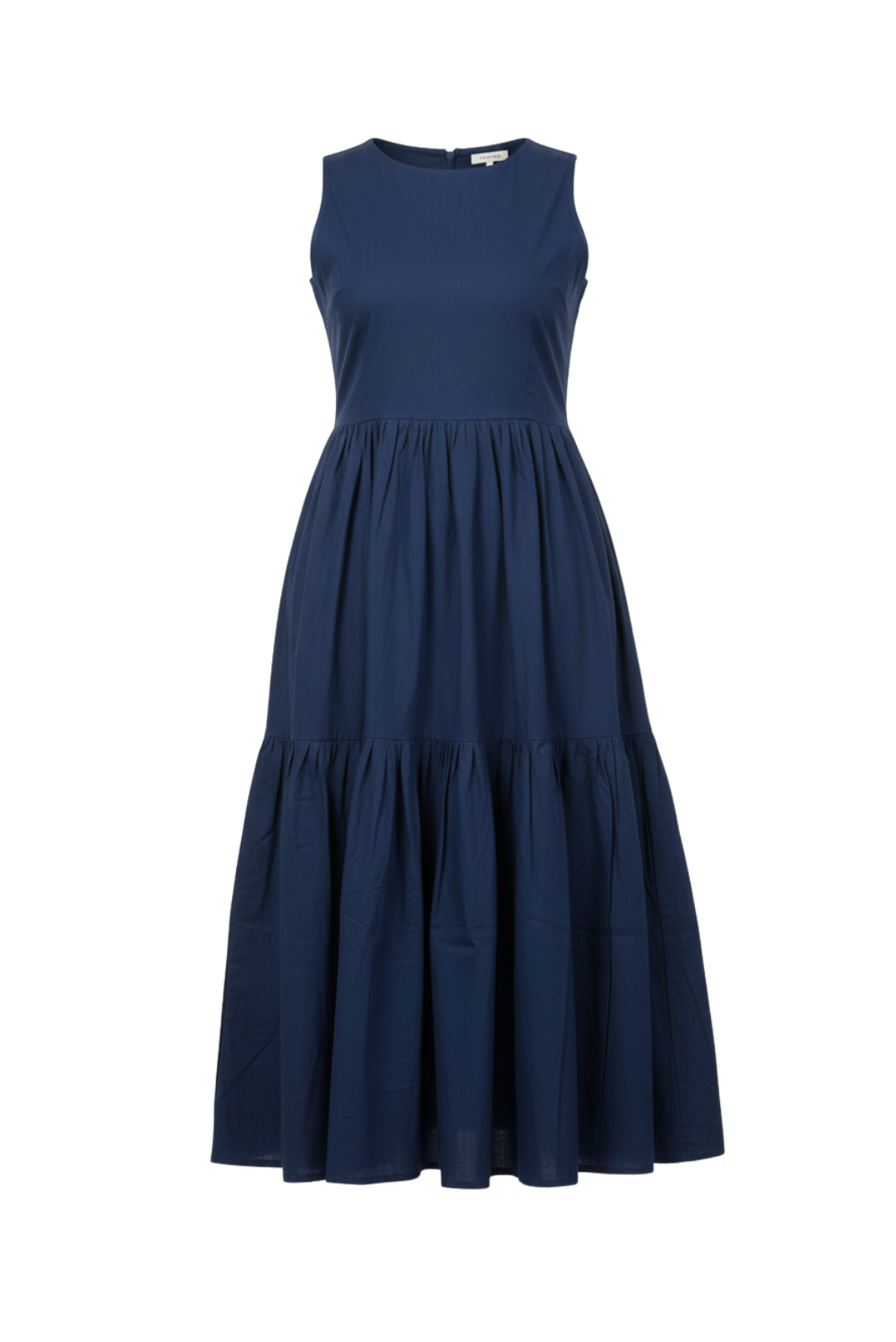 Navy Forme Poplin Cotton Midi Dress