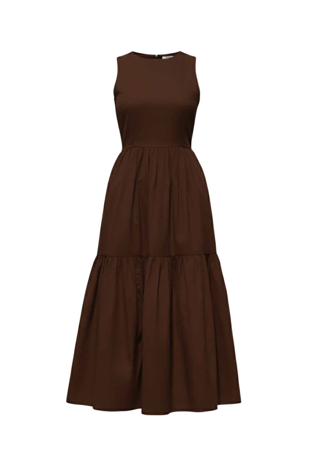 Umber Brown Forme Poplin Cotton Midi Dress