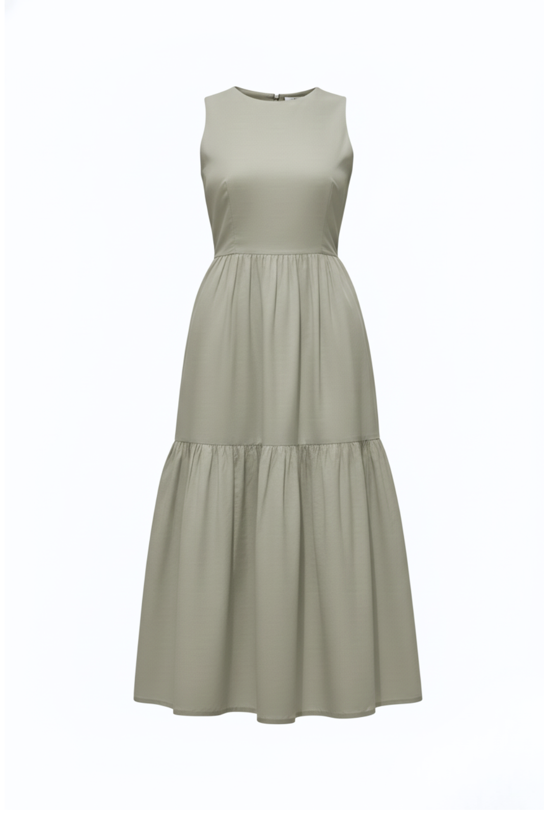 Sand Grey Forme Poplin Cotton Midi Dress