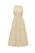 Halo Cream Forme Poplin Cotton Midi Dress