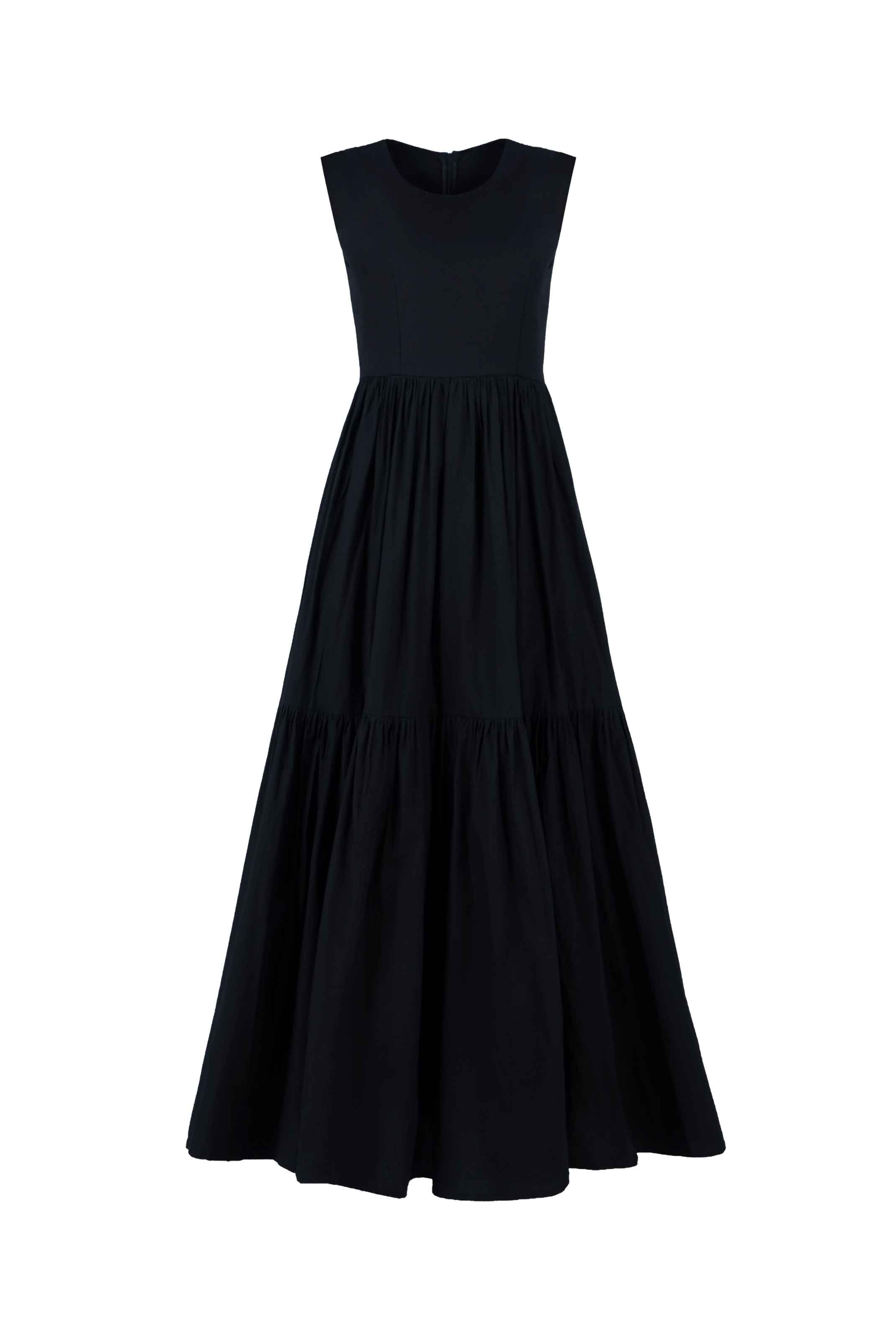 Continuum Poplin Tiered Midi Dress - Anasua 