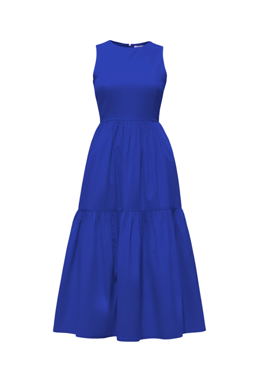 Umber Brown Forme Poplin Cotton Midi Dress