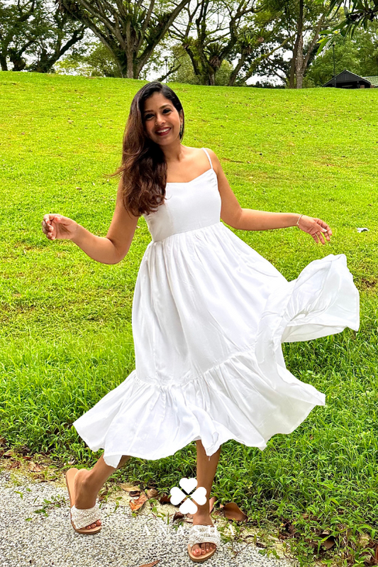Sunitha Scharma White Rayon Dress