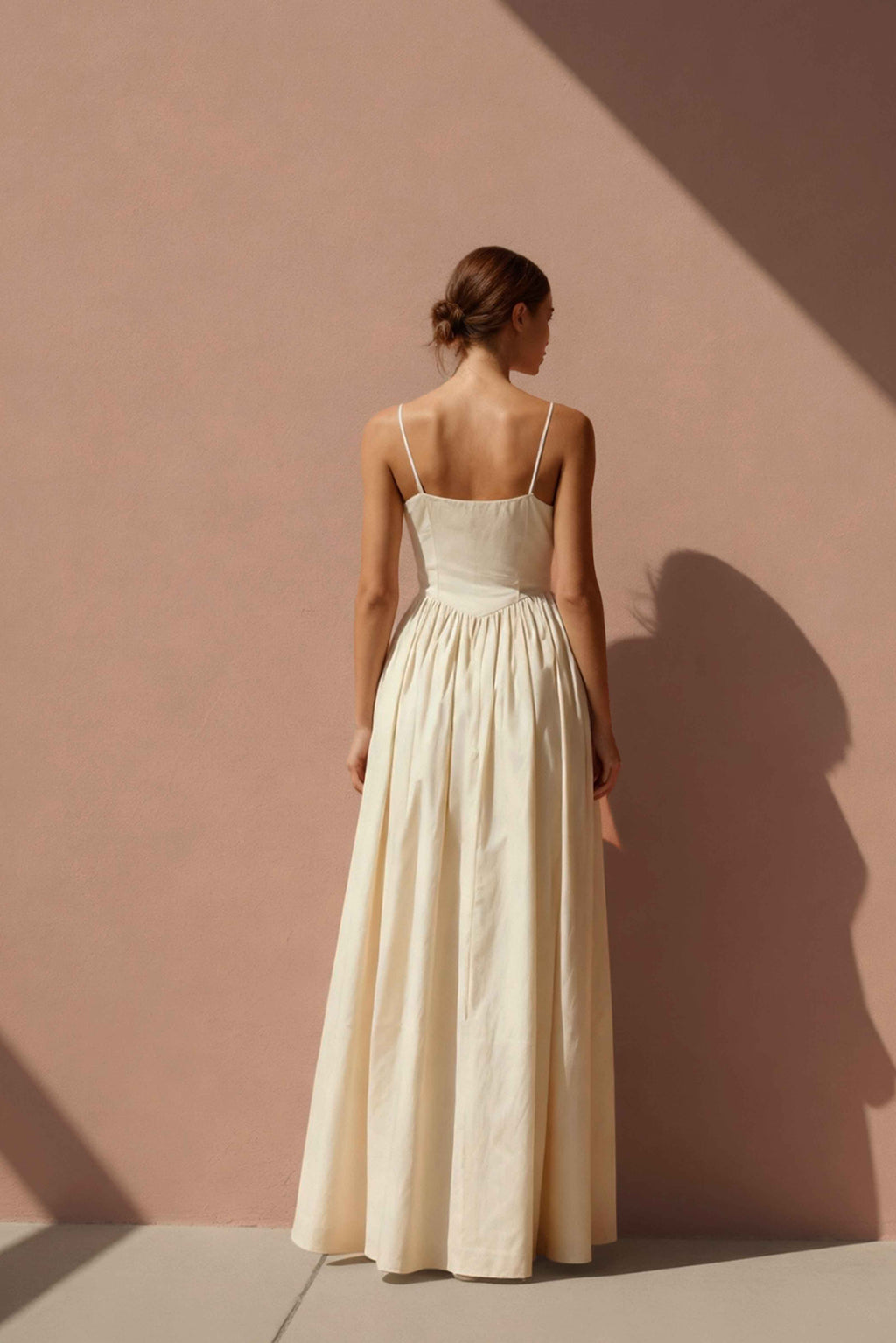 Women in Halo Cream Drop-Waist Cotton Maxi Dress