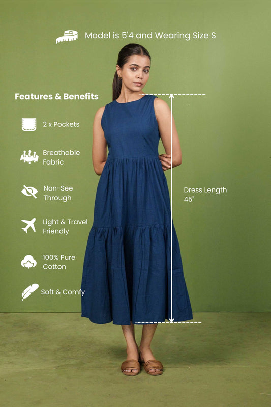 Navy Blue Midi Poplin Sundress