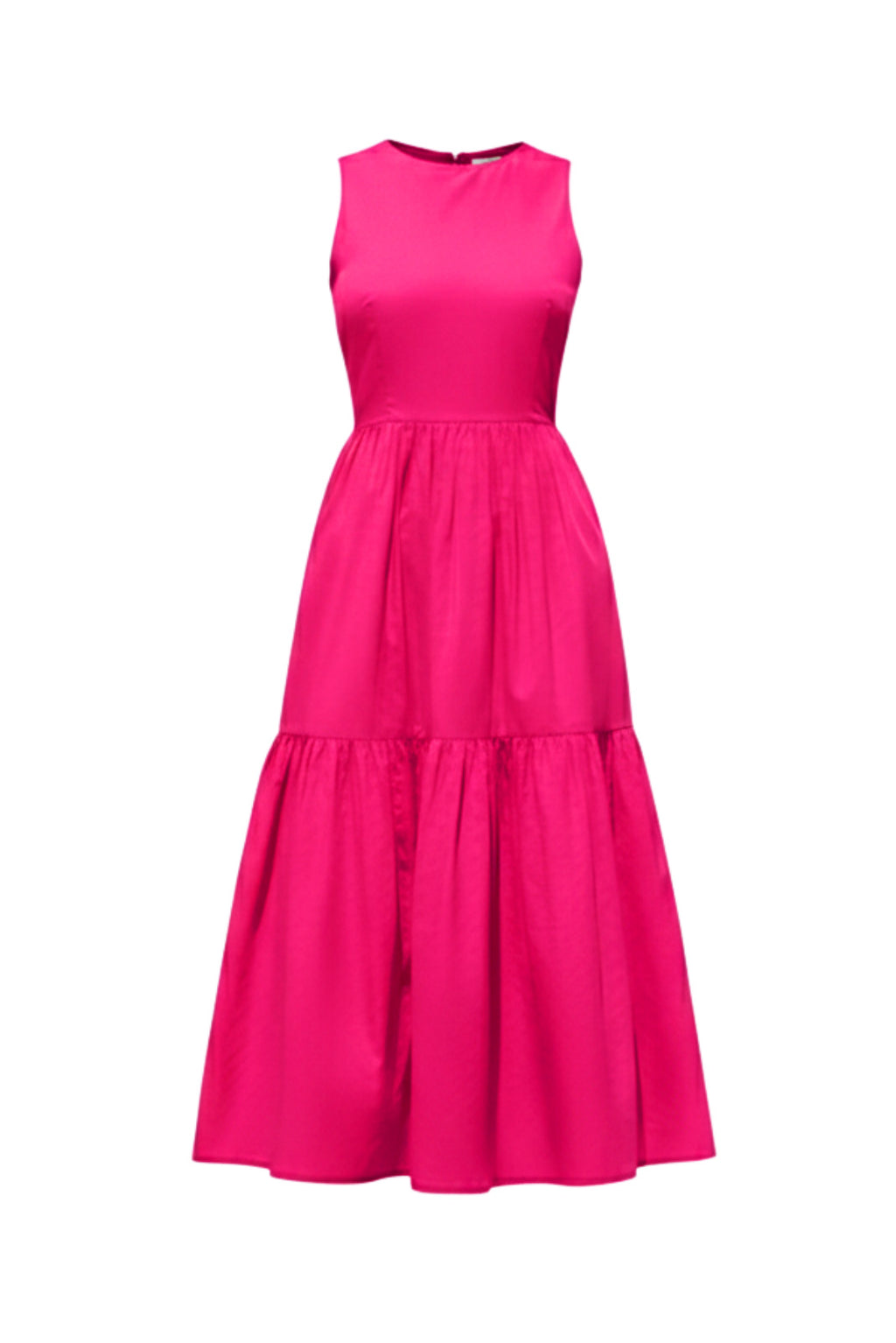 Fuchsia Pink Forme Poplin Cotton Midi Dress
