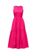 Fuchsia Pink Forme Poplin Cotton Midi Dress