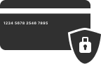 Secure credit card icon with a shield and numbers