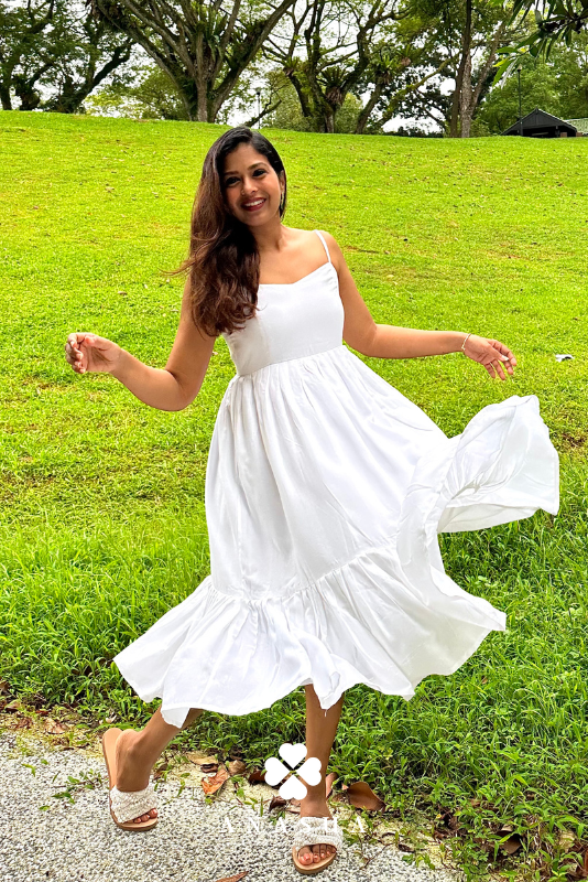 Sunitha Scharma White Rayon Dress