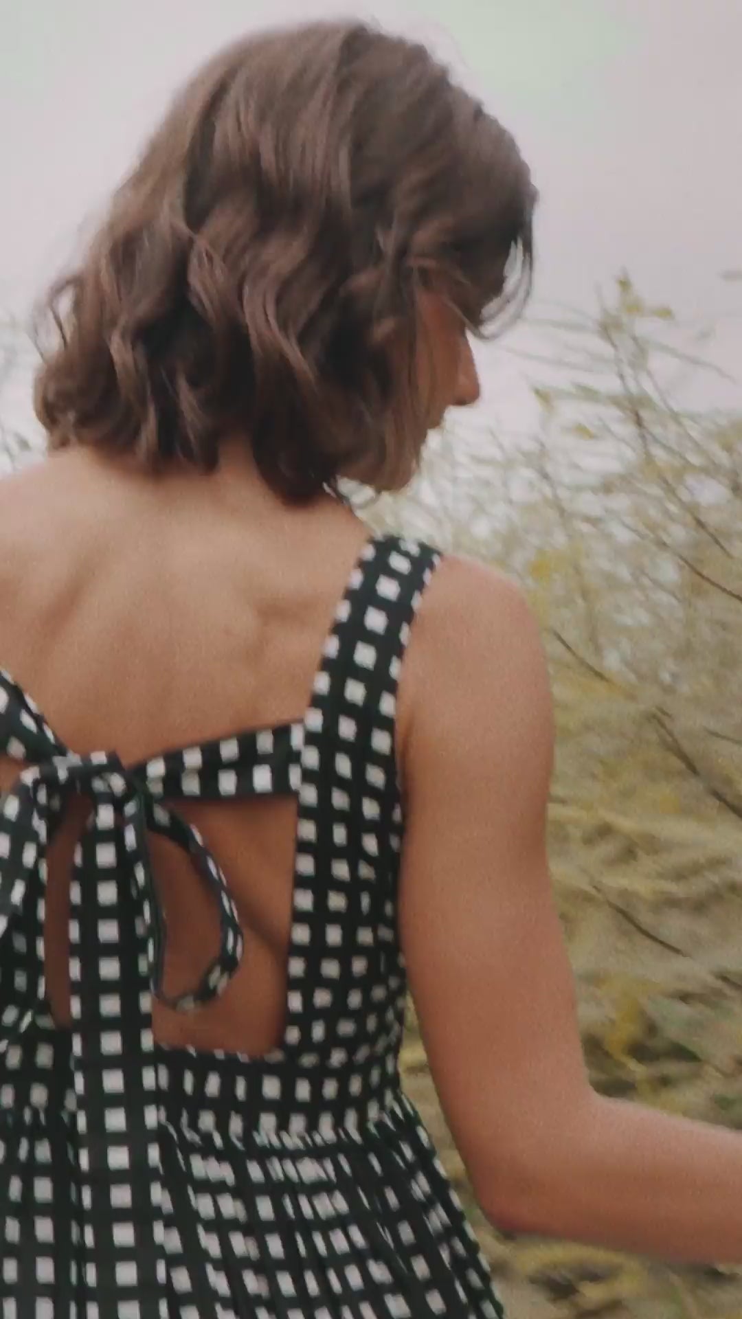 Black Gingham Positano Midi Dress