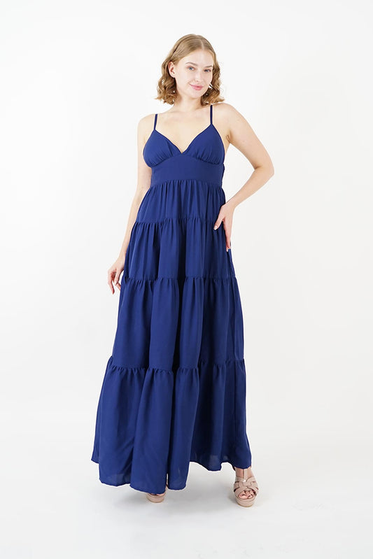 Navy Strap Maxi Dress | Anpret