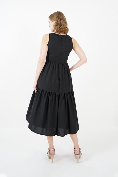 Black Tiered Midi Dress