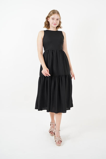 Black Tiered Midi Dress