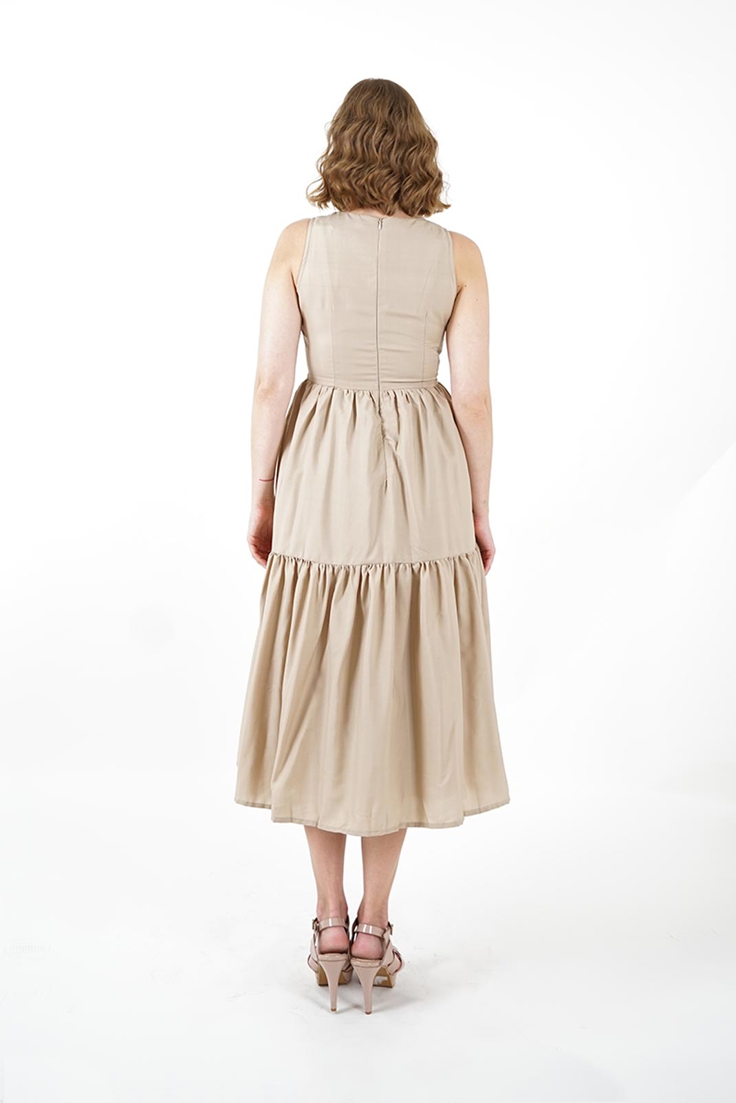 Cream Tiered Midi Dress