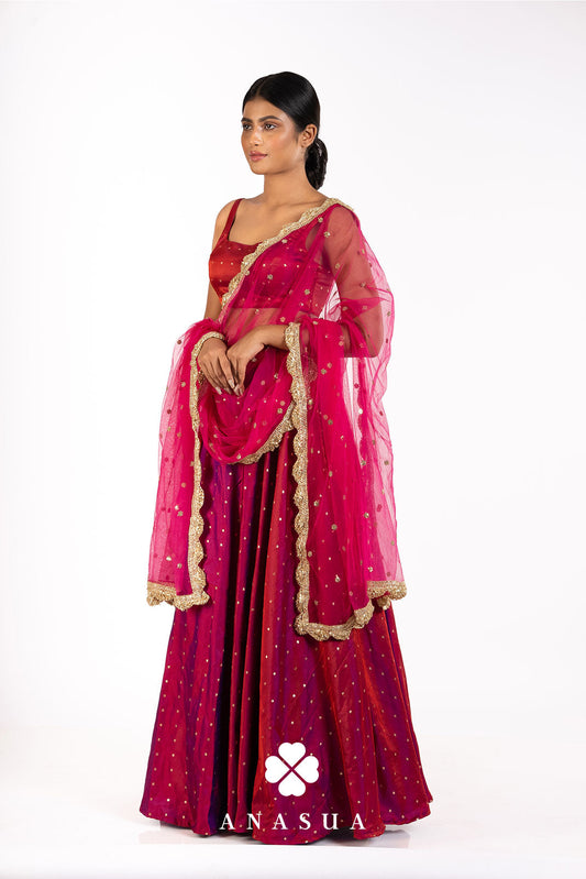 Purple Silk Lehenga Choli Set | Anasua